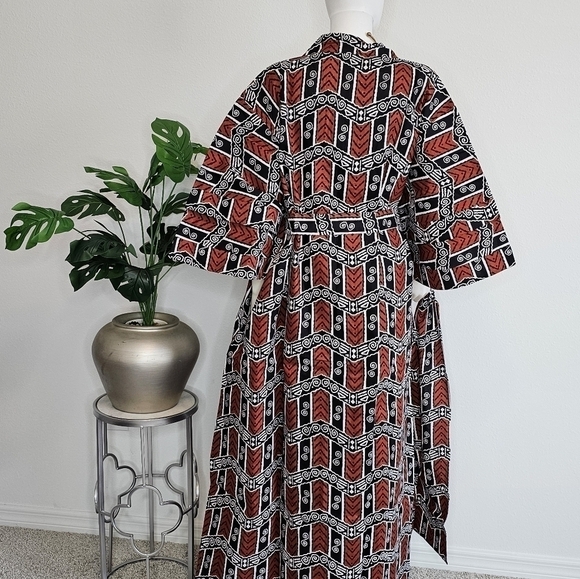 Long African Kimono Headwrap African Print Jacket Ankara Rope - NEW - Picture 3 of 3